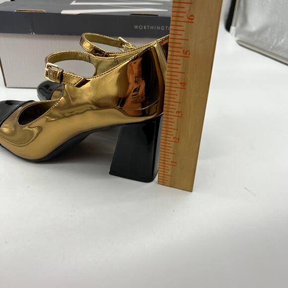 Worthington Larcie Womens Cap Closed Toe Gold Block Heel Pumps Size 7M - Picture 4 of 15